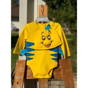NWT Disney Baby Flounder onesie and hat